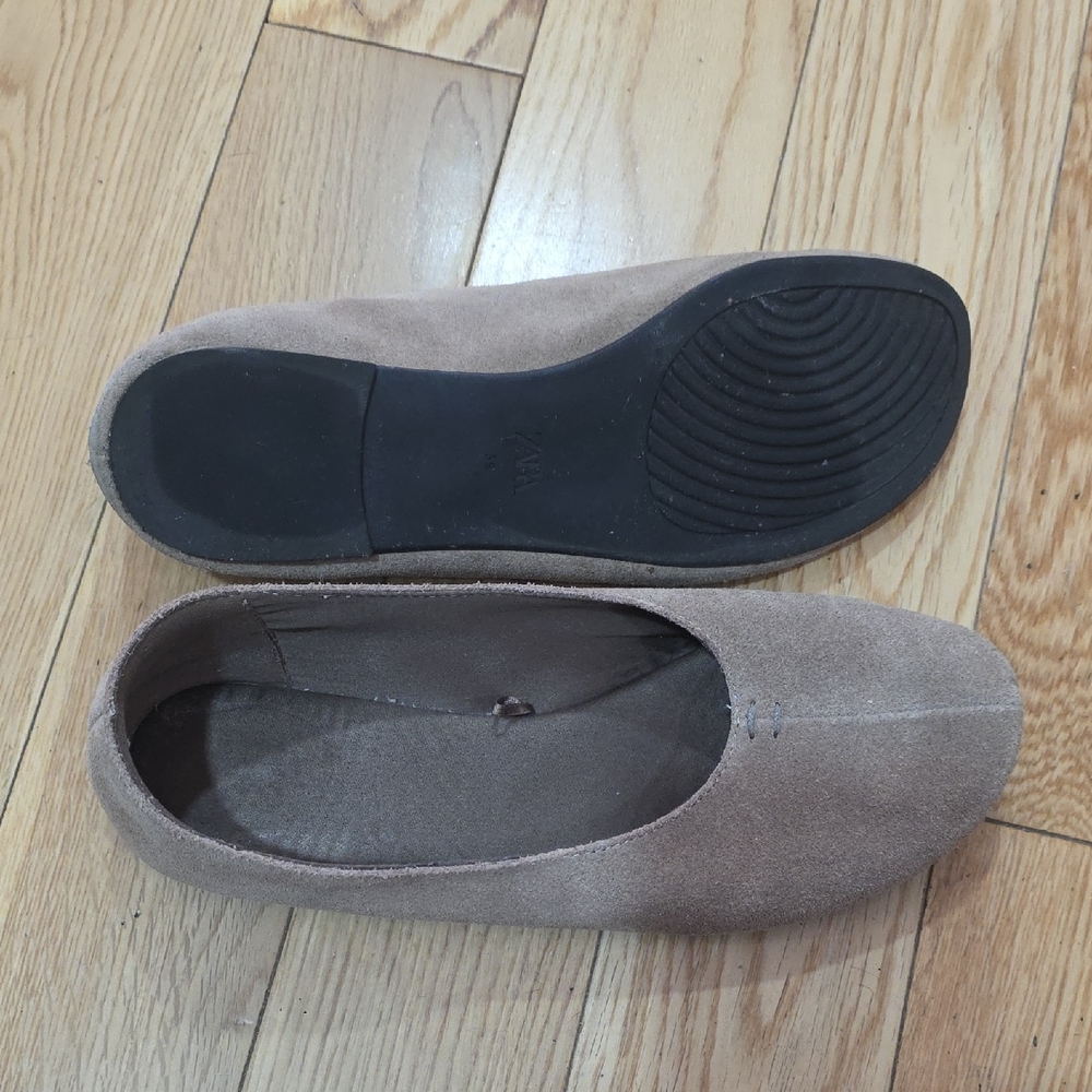 Zara Elegant Taupe Suede Loafers - Picture 3 of 4